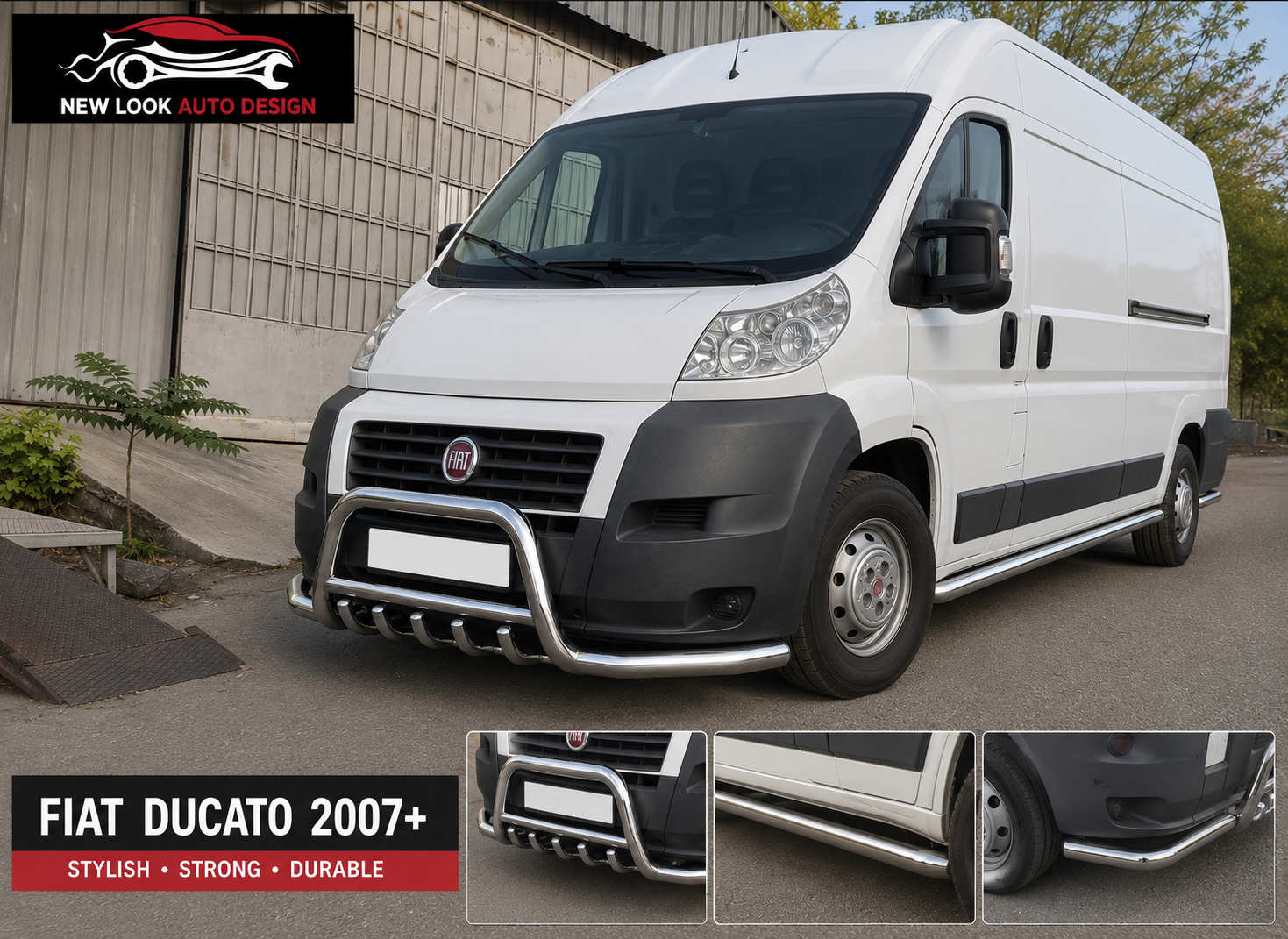 Fiat Ducato 2007+ Stainless Steel Front Bull Bar - Image 5