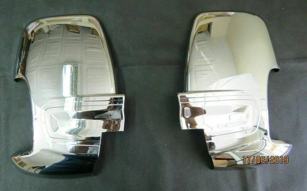 FOR FORD TRANSIT MK8 CHROME WING SIDE MIRROR COVERS SURROUNDS CAPS SET 2PCS ABS