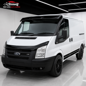 FORD TRANSIT MK7 BLACK ACRYLIC SUN VISOR + BONNET BUG GUARD SET