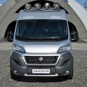 Roof Bar + Jumbo Spot Lamps For Ford Transit MK8 2014+ Polished Steel Light Bar