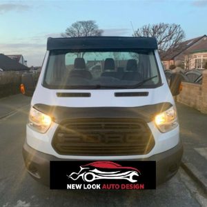 Sun Visor Black and Black Bonnet Guard Protector Fits Ford Transit 2019+