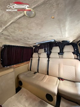 VW T5 Curtain Kit - BLACK - Behind drivers side VW T5 Campervan Curtains - Image 4