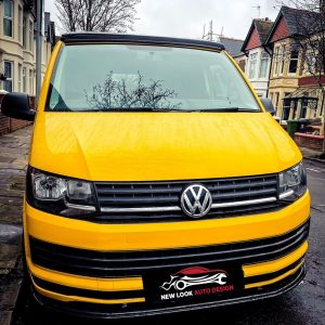 Fits VW T6 2015+ LOWER FRONT ABS GLOSS BLACK SPLITTER BUMPER LIP ADD ON