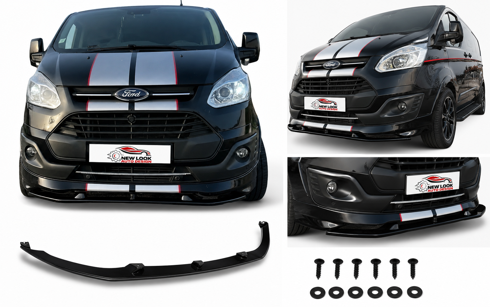 Ford Transit Custom 2012–2018 Sport Style Lower Front Splitter – Gloss Black - Image 4