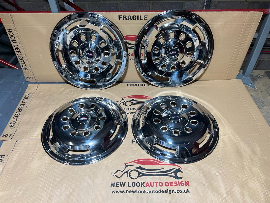 22.5 inch Universal Front & Rear Wheel Trim Covers Stainless Steel - Image 7