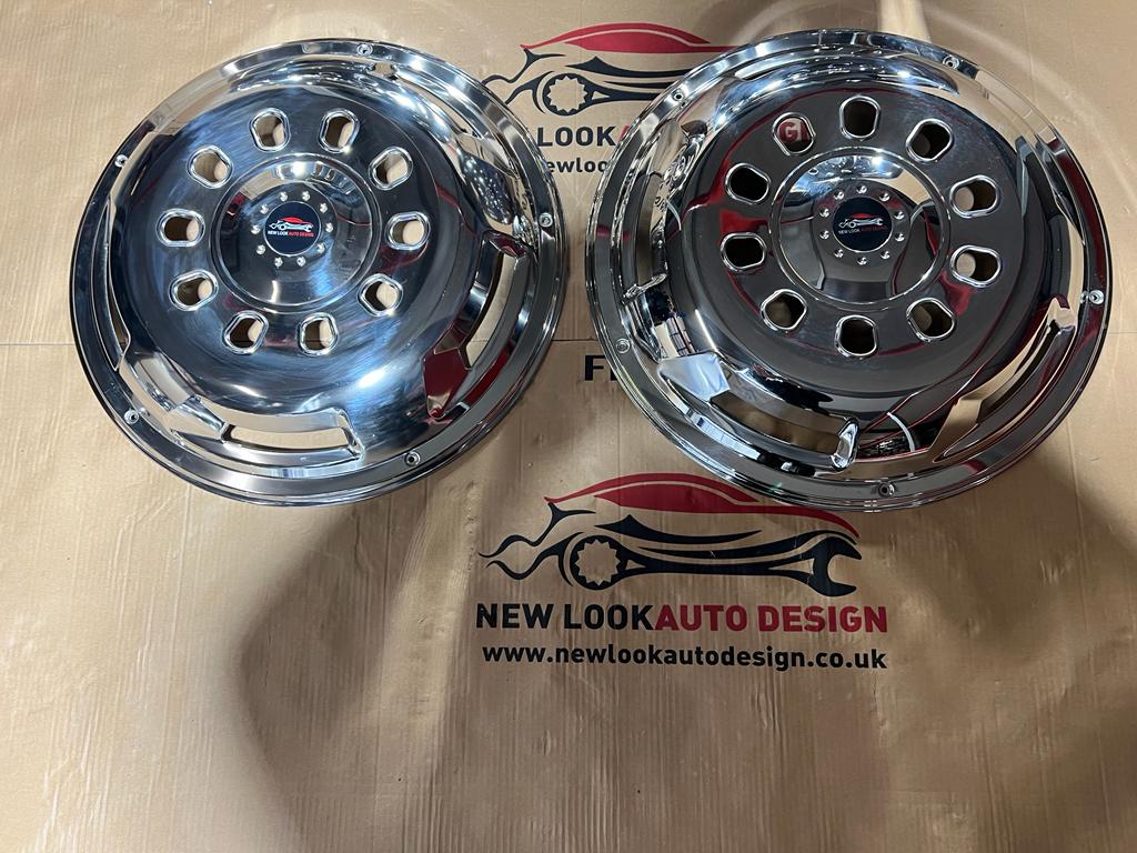 22.5 inch Universal Front + Rear Wheel Trim Covers Stainless Steel - Image 6