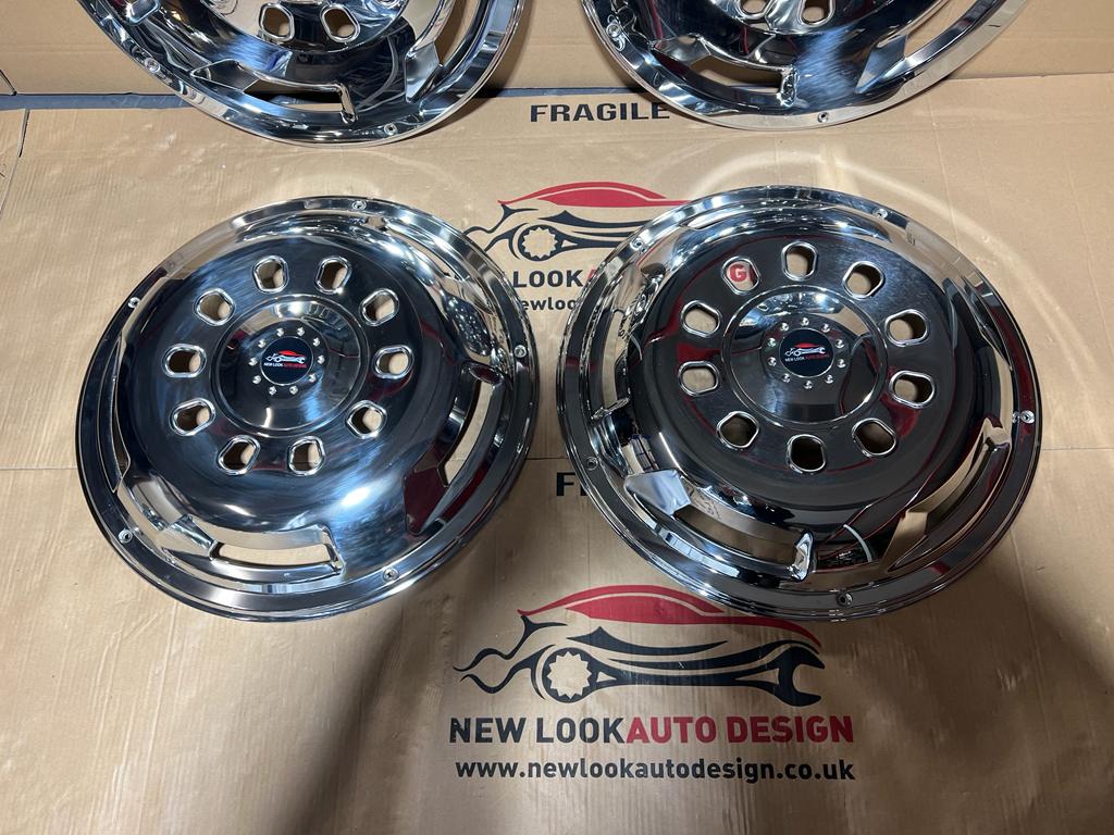 22.5 inch Universal Front & Rear Wheel Trim Covers Stainless Steel - Image 8