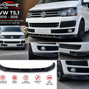 VW Transporter T5.1 2010–2015 Gloss Black Front Splitter Bumper Lip