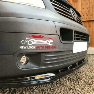 VW T5.1 2010-2015 LOWER FRONT ABS GLOSS BLACK SPLITTER BUMPER LIP ADD ON