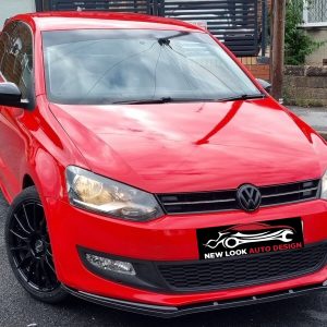 VW Polo 2010+ LOWER FRONT ABS GLOSS BLACK SPLITTER BUMPER LIP ADD ON