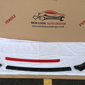 Fits VW POLO MK6 FRONT ABS GLOSS BLACK/RED SPLITTER BUMPER LIP 4 Pieces