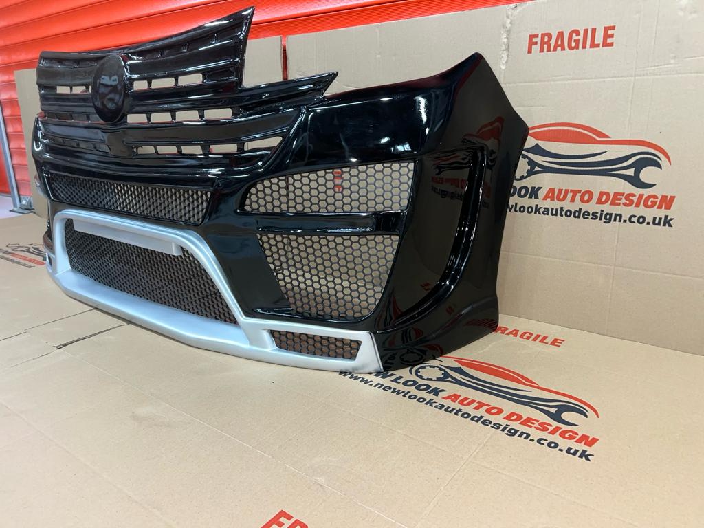 Full Body Kit for VW T8 2020-2023 LWB Black Front & Back Bumper Grill, Side Skirt & Spoiler - Image 7