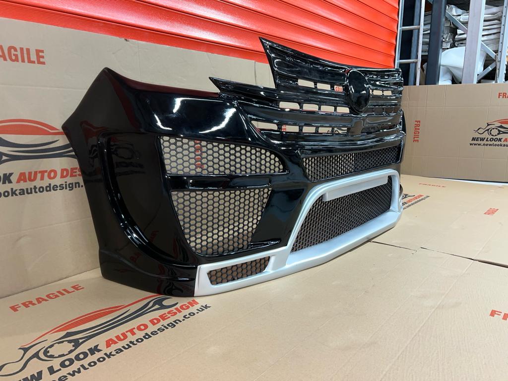 Full Body Kit for VW T8 2020-2023 LWB Black Front & Back Bumper Grill, Side Skirt & Spoiler - Image 9