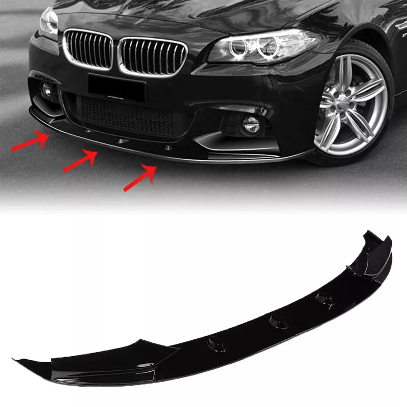 Set Black Side Skirt Extention Blades and Front Spoiler Lip for BMW 5 Series F10 F11 2010-2017 - Image 8
