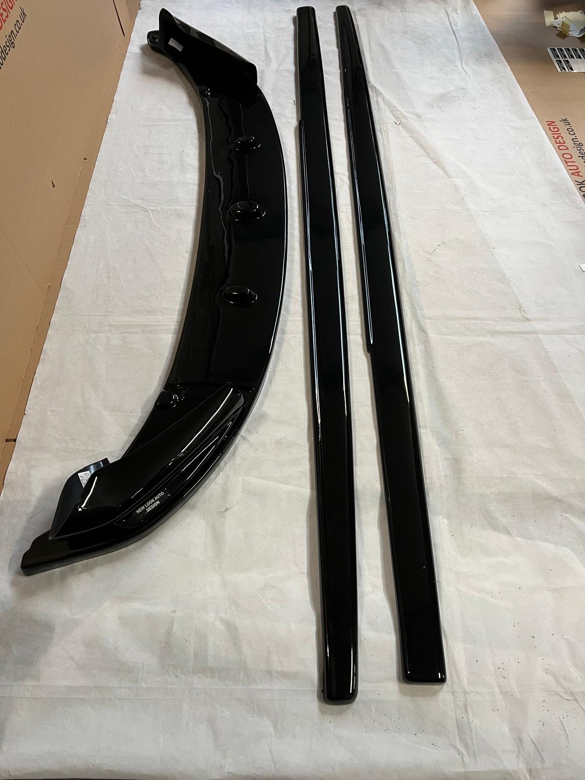 Set Black Side Skirt Extention Blades and Front Spoiler Lip for BMW 5 Series F10 F11 2010-2017 - Image 4