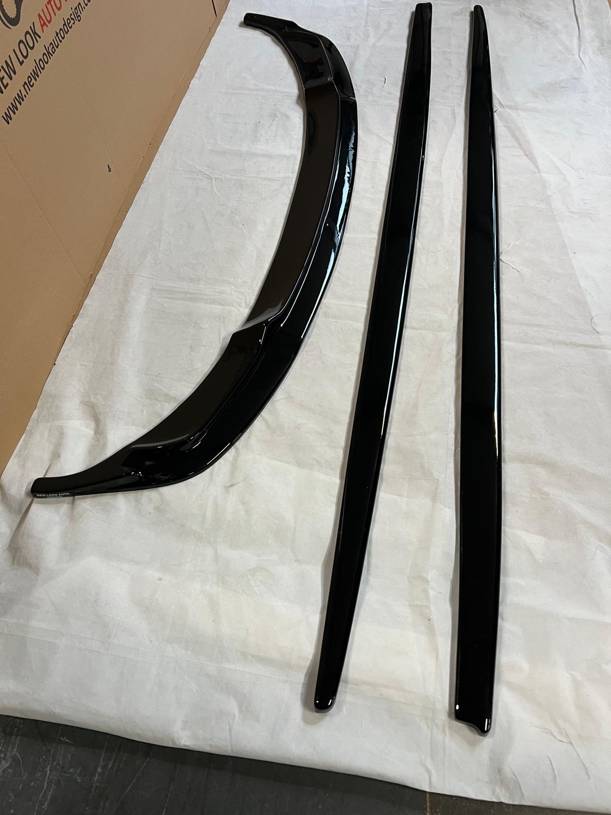 Set Black Side Skirt Extention Blades and Front Spoiler Lip for BMW 3 Series F30 F31 2012-2019 - Image 10