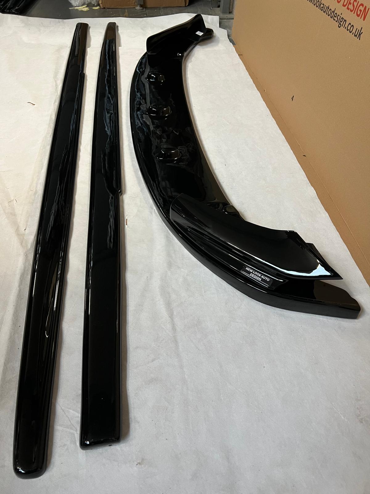 Set Black Side Skirt Extention Blades and Front Spoiler Lip for BMW 5 Series F10 F11 2010-2017 - Image 6