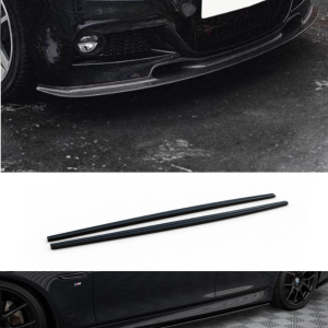 Set Black Side Skirt Extention Blades and Front Spoiler Lip for BMW 3 Series F30 F31 2012-2019