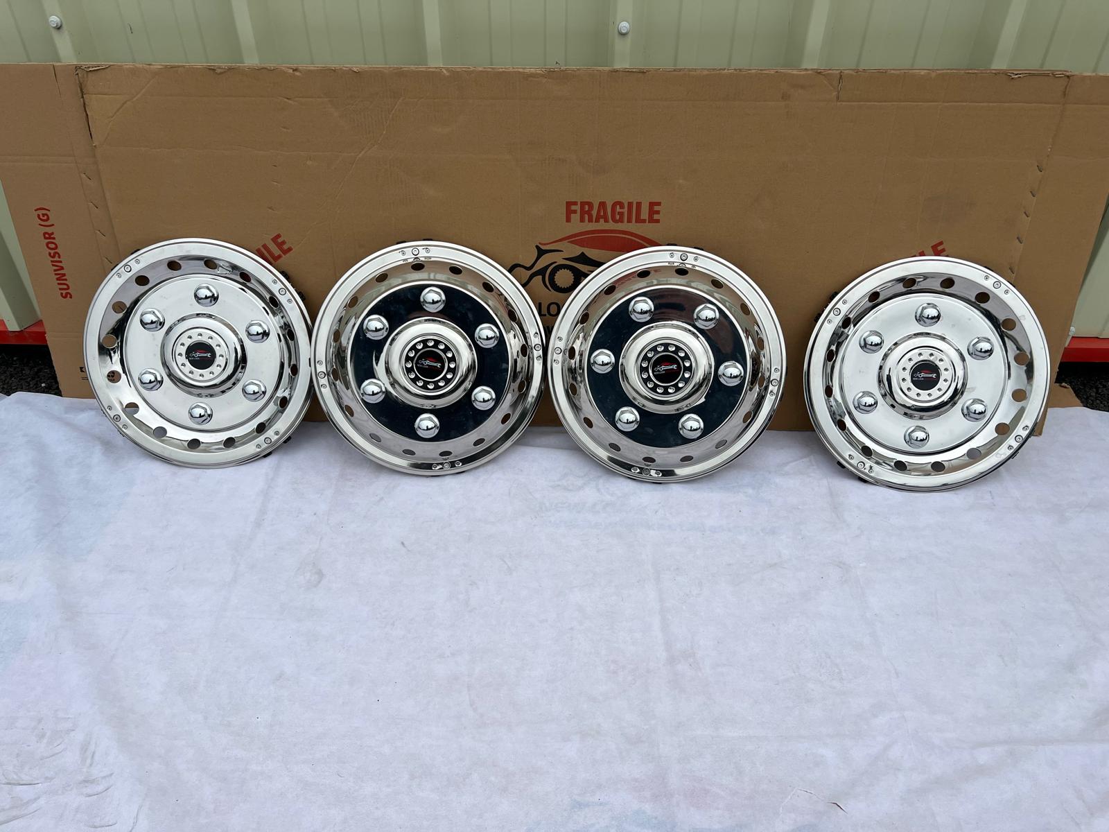 Universal 17.5 inch Front+Rear Wheel Trims set of 4 Stainless Steel - Image 5