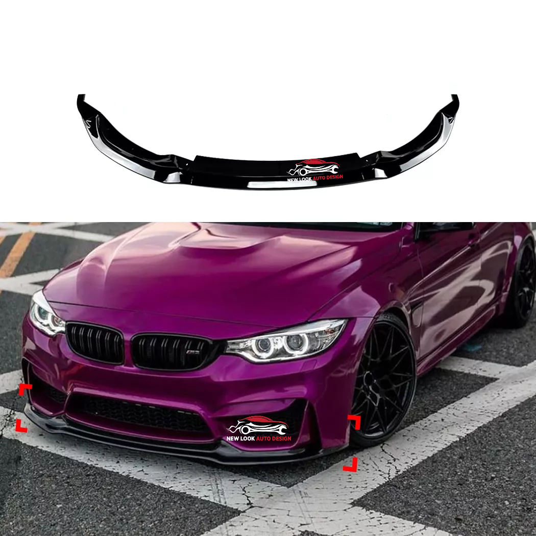Front Bumper Lip Spoiler BMW 2015-20 F80 M3 F82 F83 M4 MP Style Gloss Black - Image 2