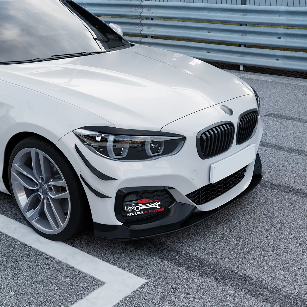 BMW 1 series F20 F21 msport 11-14 Black gloss Front Bumper splitter lip 3 pieces - Image 4