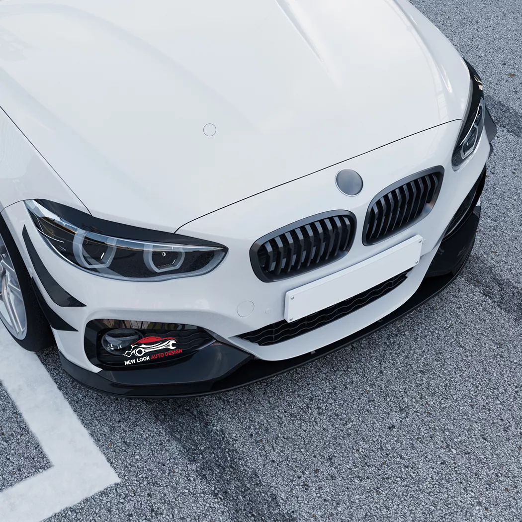 BMW 1 series F20 F21 msport 11-14 Black gloss Front Bumper splitter lip 3 pieces - Image 5