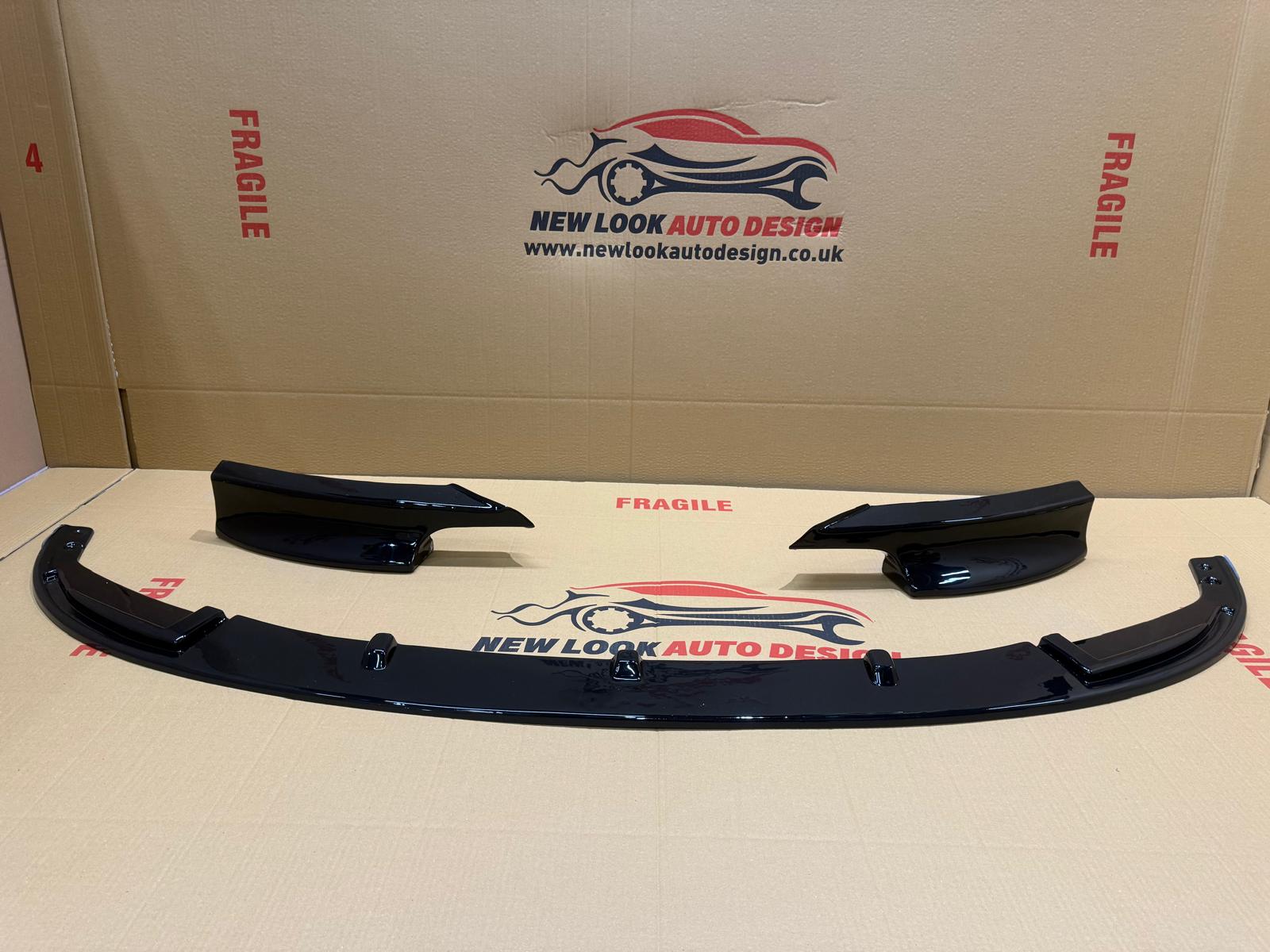 BMW 2 series F22 F23 2014-2021 Black gloss Front Bumper splitter lip 3 pieces - Image 5