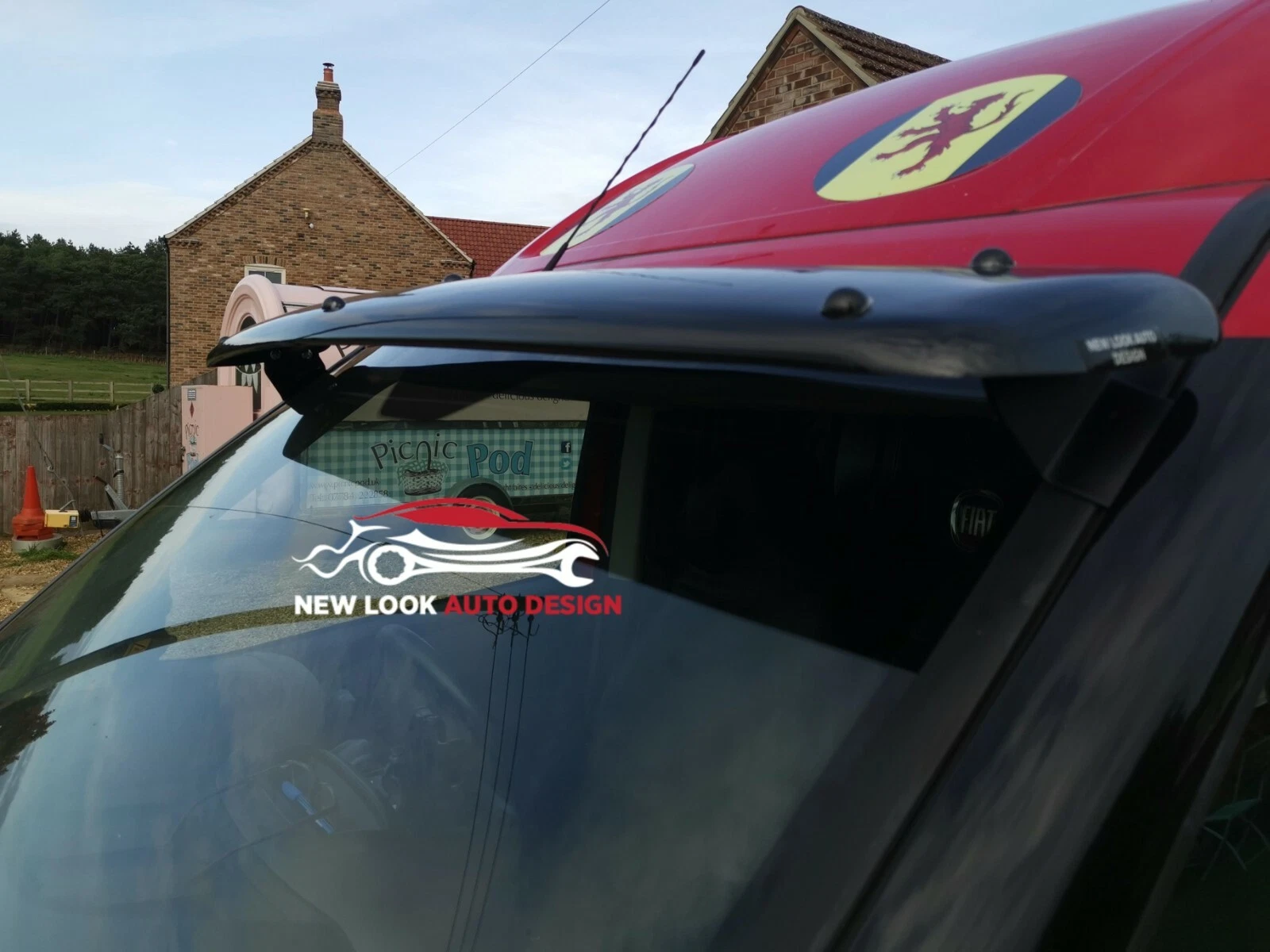 Set Sun Visor and Bonnet guard Black Acrylic for FIAT DOBLO 2010-2015 - Image 8