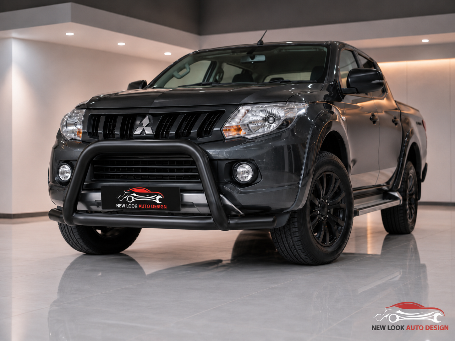 Mitsubishi L200 76mm Black Bull Bar / Nudge Bar - Image 4