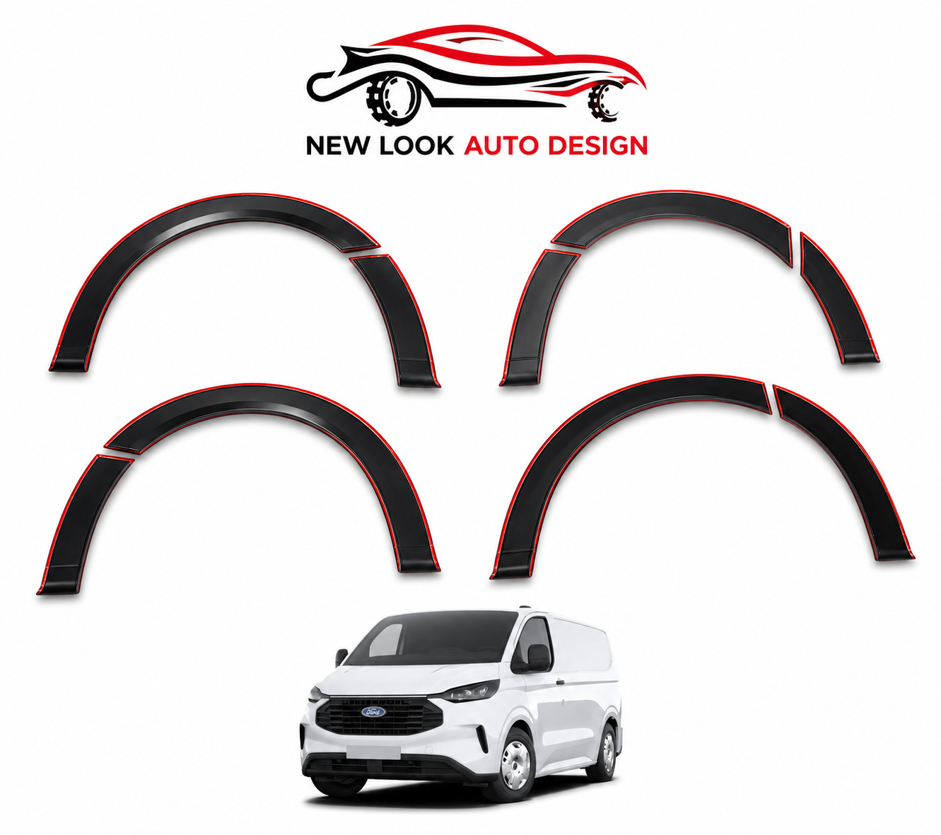 Fits Ford Custom SWB 2023+ Wheel Arches Fender Flares Black ABS - Image 2