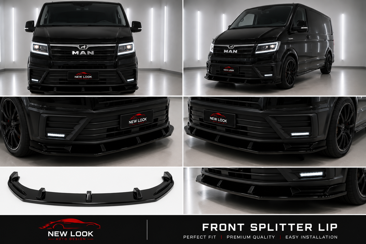 MAN TGE 2018+ Gloss Black Front Splitter Lip - Image 5