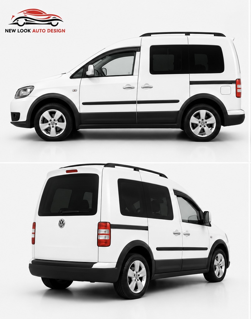 VW Caddy 2010–2015 SWB Wheel Arch & Side Cladding Kit – Matte Black ABS - Image 4