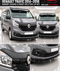 Renault Trafic 2014–2018 Black Bonnet Guard & Front Splitter Lip Set