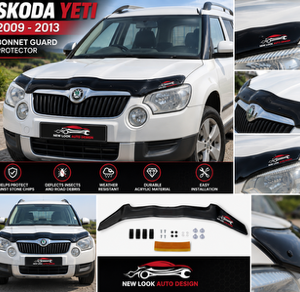 Skoda Yeti 2009–2013 Black Acrylic Bonnet Guard Protector – Fittings Included