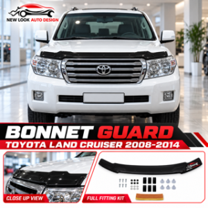 Toyota Land Cruiser 2008–2014 Black Acrylic Bonnet Guard Protector – Fitting Kit Included