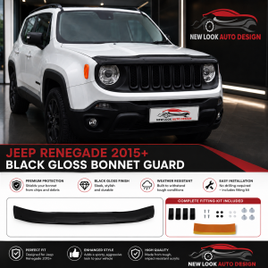 Jeep Renegade 2015+ Black Gloss Bonnet Guard / Hood Deflector