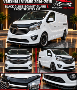Vauxhall Vivaro 2014–2018 Black Bonnet Guard & Front Splitter Lip Set
