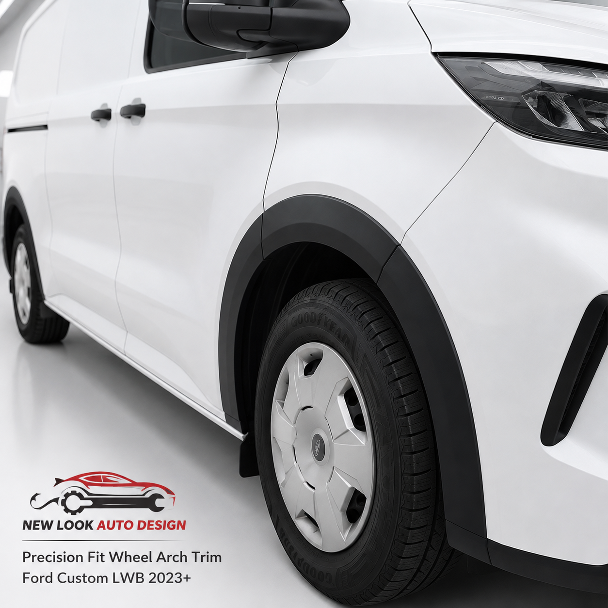 Ford Transit Custom LWB 2023+ Black Wheel Arch Extensions – 8 Piece Set - Image 5