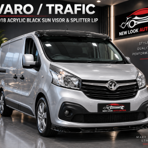Vauxhall Vivaro / Renault Trafic 2014–2018 Black Acrylic Sun Visor & Front Splitter Lip Set