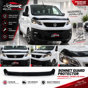 Vauxhall Zafira Life 2019+ Black Bonnet Guard Protector – Acrylic Deflector
