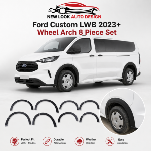 Ford Transit Custom LWB 2023+ Black Wheel Arch Extensions – 8 Piece Set