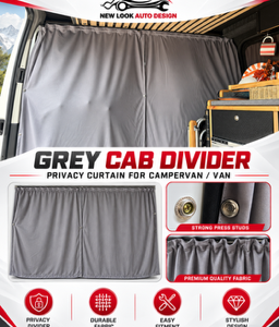 Ford Transit MK6 MK7 GREY CAMPERVAN CAB DIVIDER PRIVACY CURTAIN – 130CM / 180CM DROP