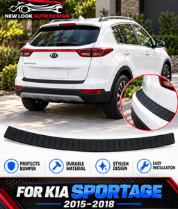 Black ABS Rear Bumper Protector Boot Scuff Guard for Kia Sportage 2015-2018