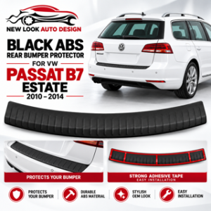 BLACK ABS REAR BUMPER PROTECTOR GUARD FOR VW PASSAT B7 ESTATE 2010-2014