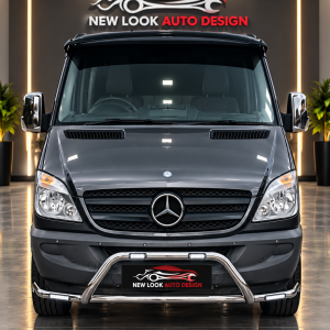 CHROME FRONT BULL BAR NUDGE BAR WITH WHITE LED LIGHTS FOR MERCEDES SPRINTER 2007–2014