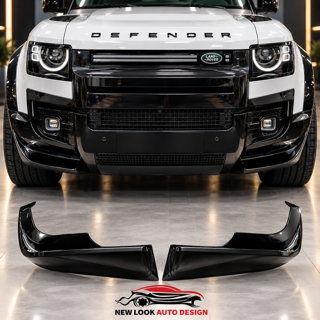 Land Rover Defender L663 2020-26 Gloss Black Front Splitter Lip Extensions - Image 4