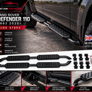 Black Side Steps Running Boards Land Rover Defender 110 L663 2020+