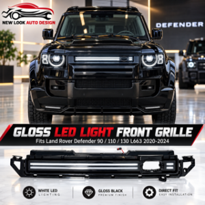 GLOSS BLACK LED LIGHT FRONT GRILLE – LAND ROVER DEFENDER L663 2020–2024
