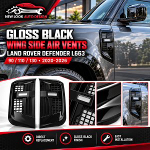 Gloss Black Wing Side Air Vents For Land Rover Defender L663 90 110 130 2020+