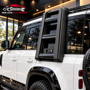 MATTE BLACK FOLDING SIDE ROOF LADDER FOR LAND ROVER DEFENDER L663 2020+